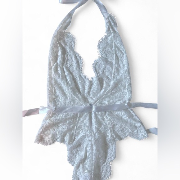 Oh La La Cheri Bridal Naomi Eyelash Lace Halter Teddy Women's Size S/M Paris - Picture 5 of 8